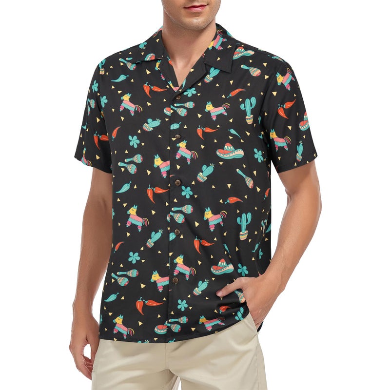 Zando Funny Mexican Shirts for Men Short Sleeve Button Down Hawaiian Shirt Tropical Cinco De Mayo Shirt Beach Vacation Fiesta Shirt Costume Casual Cinco De Mayo Outfit Lake Blue Horse Shirt Medium - Image 3